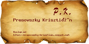 Presovszky Krisztián névjegykártya